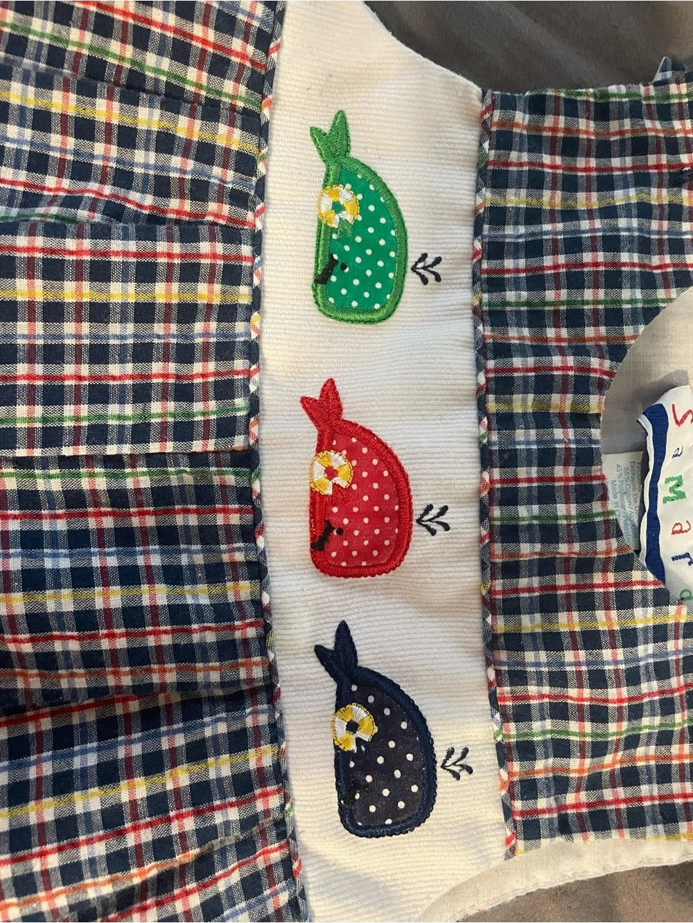 Samara baby boy plaid whale embroidered romper - 0618